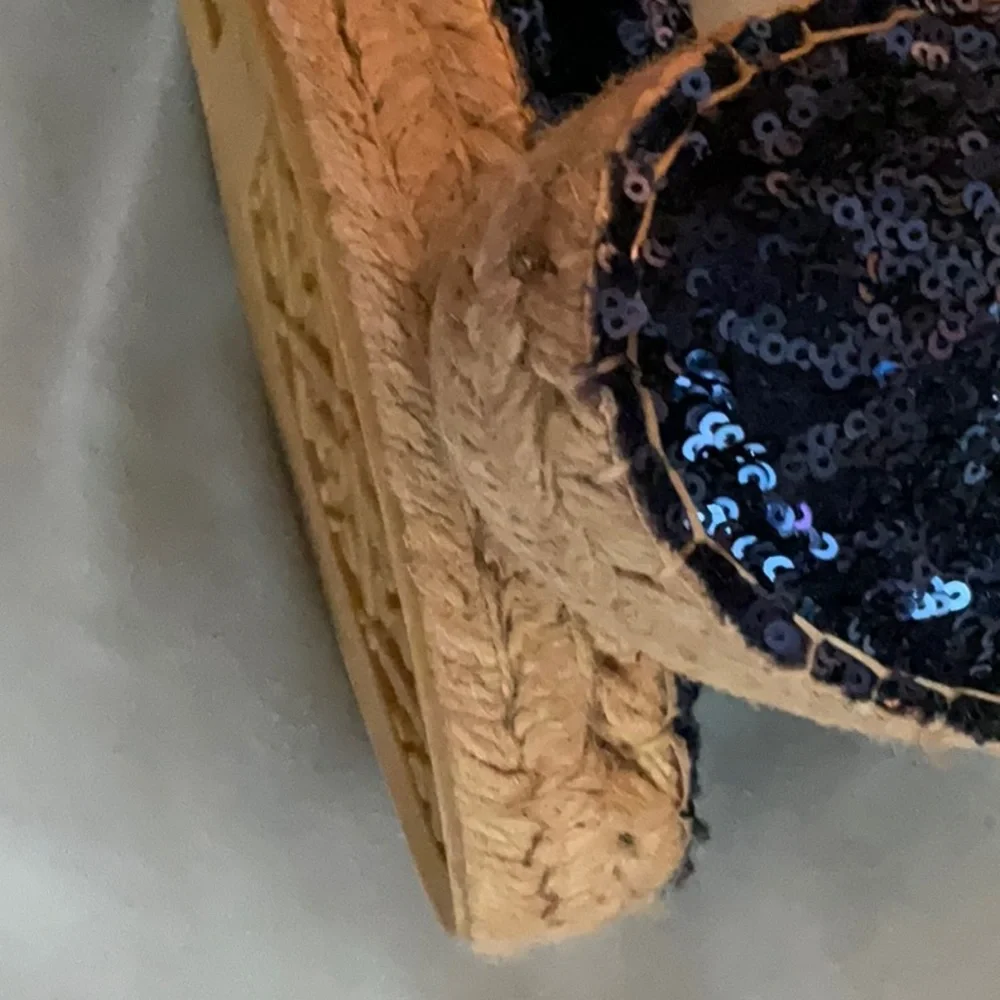 NEW Royal blue sequin espadrille shoes from Italy size 9 GORGEOUS